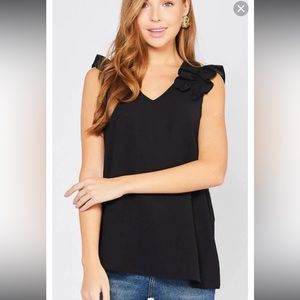 Entro black ruffle sleeve top small